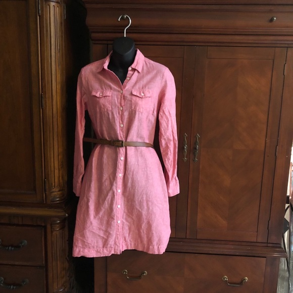 Brook’s Brothers size 4 Linen Button Down Dress in pink - Picture 8 of 12